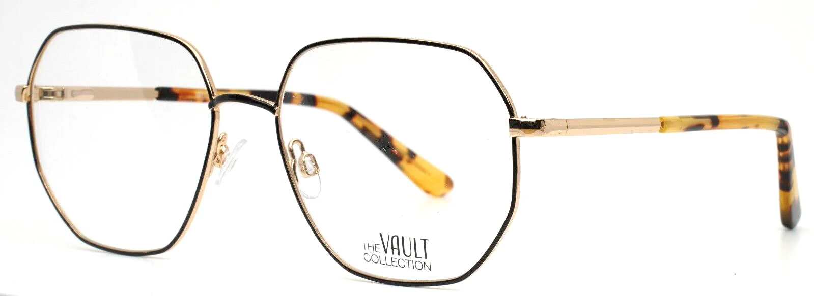 THE VAULT 134M 235 Black Gold Womens Geometric Eyeglasses 57-17-140 B:49