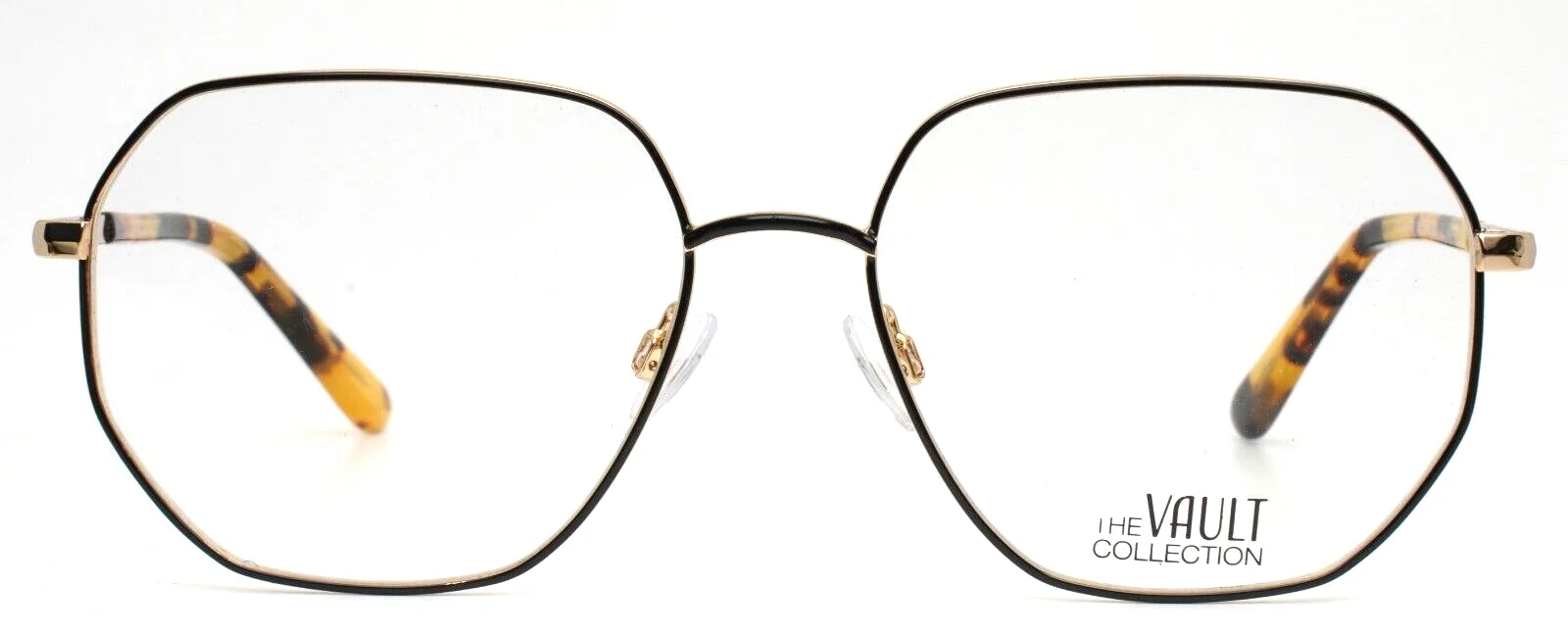 THE VAULT 134M 235 Black Gold Womens Geometric Eyeglasses 57-17-140 B:49 2