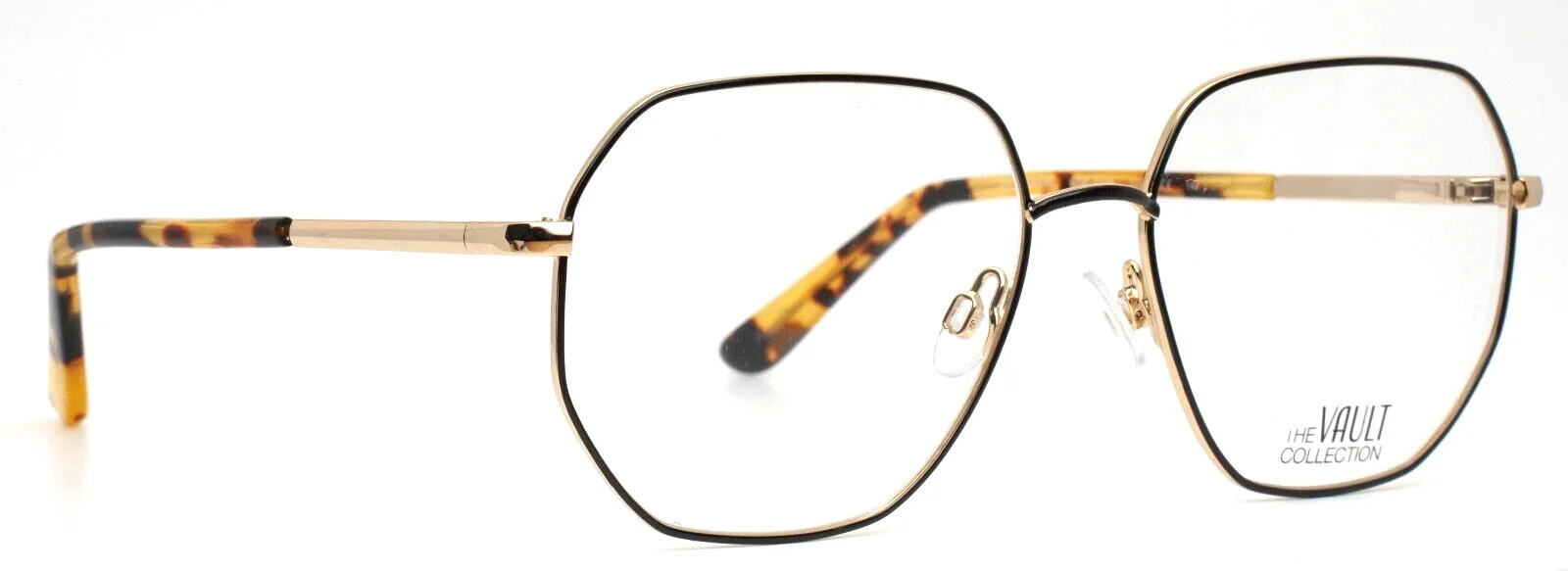 THE VAULT 134M 235 Black Gold Womens Geometric Eyeglasses 57-17-140 B:49 3